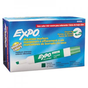 EXPO 80004 Low Odor Dry Erase Marker, Chisel Tip, Green, Dozen SAN80004