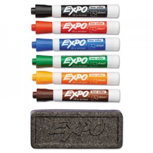 EXPO 80556 Dry Erase Marker & Organizer Kit, Chisel Tip, Assorted, 6/Set SAN80556