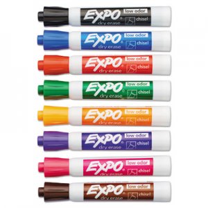 EXPO 80078 Low Odor Dry Erase Marker, Chisel Tip, Assorted, 8/Set SAN80078
