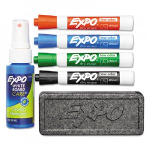 EXPO 80653 Low Odor Dry Erase Marker Starter Set, Chisel, Assorted, 4/Set SAN80653