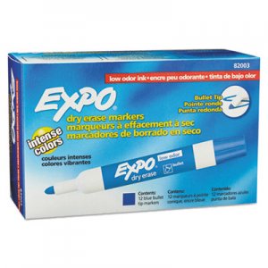 EXPO 82003 Low Odor Dry Erase Marker, Bullet Tip, Blue, Dozen SAN82003