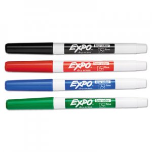 EXPO 86074 Low Odor Dry Erase Marker, Fine Point, Assorted, 4/Set SAN86074