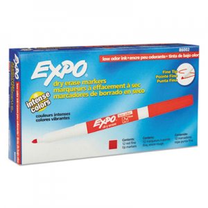 EXPO 86002 Low Odor Dry Erase Marker, Fine Point, Red, Dozen SAN86002