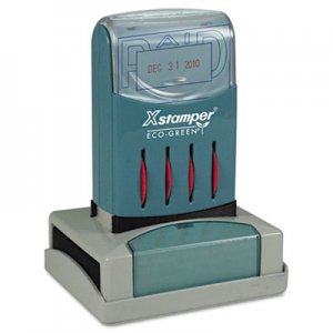 Xstamper ECO-GREEN 66210 VersaDater Message Dater, 2 1/8 x 1 5/16, PAID, Blue/Red XST66210