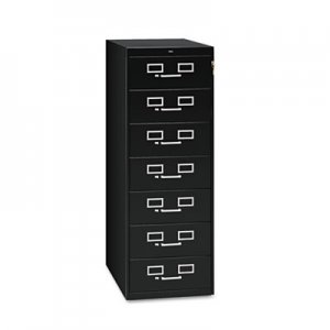 Tennsco TNNCF758BK Seven-Drawer Multimedia Cabinet for 5 x 8 Cards, 19.13w x 28.5d x 52h, Black