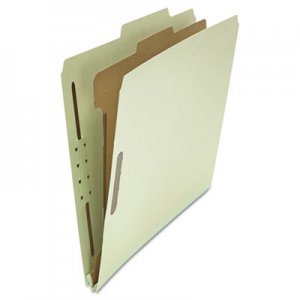 Universal UNV10253 Four-Section Pressboard Classification Folders, 1 Divider, Letter Size, Gray-Green, 10/Box
