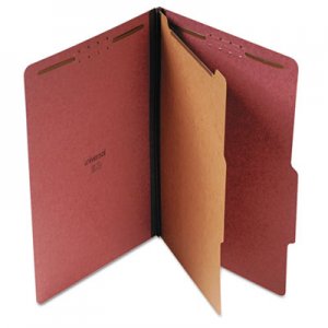 Universal UNV10260 Four-Section Pressboard Classification Folders, 1 Divider, Legal Size, Red, 10/Box