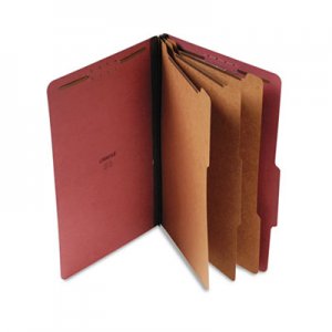 Universal UNV10295 Eight-Section Pressboard Classification Folders, 3 Dividers, Legal Size, Red, 10/Box