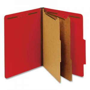 Universal UNV10303 Bright Colored Pressboard Classification Folders, 2 Dividers, Letter Size, Ruby Red, 10/Box
