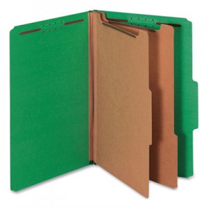 Universal UNV10312 Bright Colored Pressboard Classification Folders, 2 Dividers, Legal Size, Emerald Green, 10/Box