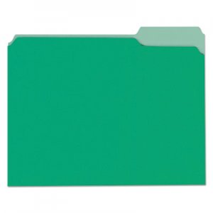 Universal UNV10502 Deluxe Colored Top Tab File Folders, 1/3-Cut Tabs, Letter Size, Green/Light Green, 100/Box