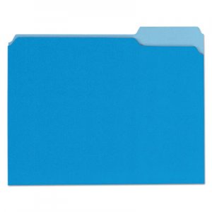 Universal UNV10501 Deluxe Colored Top Tab File Folders, 1/3-Cut Tabs, Letter Size, Blue/Light Blue, 100/Box