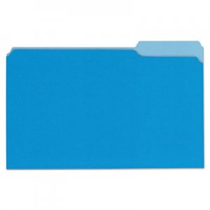 Universal UNV10521 Deluxe Colored Top Tab File Folders, 1/3-Cut Tabs, Legal Size, Blue/Light Blue, 100/Box