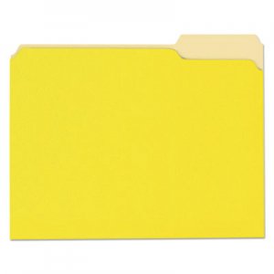 Universal UNV10504 Deluxe Colored Top Tab File Folders, 1/3-Cut Tabs, Letter Size, Yellowith Light Yellow, 100/Box