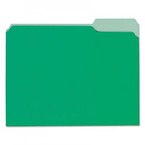 Universal UNV12302 Interior File Folders, 1/3-Cut Tabs, Letter Size, Green, 100/Box