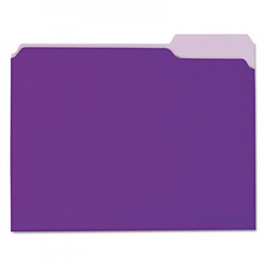 Universal UNV12305 Interior File Folders, 1/3-Cut Tabs, Letter Size, Violet, 100/Box