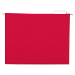 Universal UNV14118 Deluxe Bright Color Hanging File Folders, Letter Size, 1/5-Cut Tab, Red, 25/Box