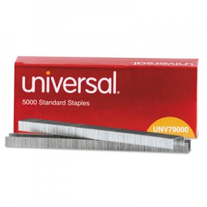 Universal UNV79000 Standard Chisel Point Staples, 0.25" Leg, 0.5" Crown, Steel, 5,000/Box