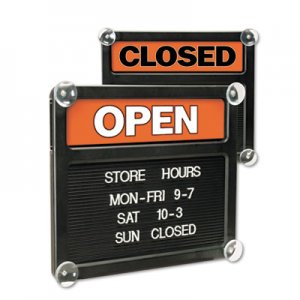 Headline Sign 3727 Double-Sided Open/Closed Sign w/Plastic Push Characters, 14 3/8 x 12 3/8 USS3727