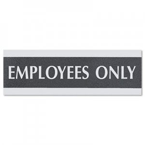 Headline Sign 4760 Century Series Office Sign, EMPLOYEES ONLY, 9 x 3, Black/Silver USS4760