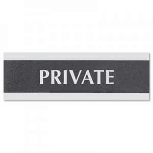 Headline Sign 4761 Century Series Office Sign, PRIVATE, 9 x 3, Black/Silver USS4761