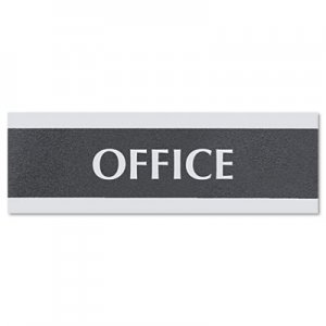 Headline Sign 4762 Century Series Office Sign, OFFICE, 9 x 3, Black/Silver USS4762