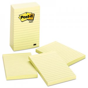 Post-it Notes MMM6605PK Original Pads in Canary Yellow, 4 x 6, Lined, 100/Pad, 5 Pads/Pack 660-5PK