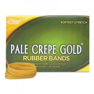 Alliance 21405 Pale Crepe Gold Rubber Bands, Sz. 117B, 7 x 1/8, 1lb Box ALL21405