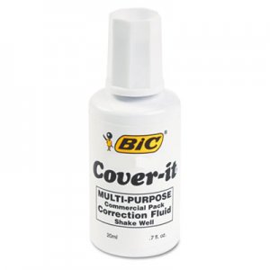 BIC BICWOC12WE Cover-It Correction Fluid, 20 ml Bottle, White WOC12-WE