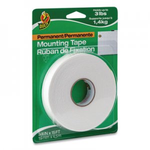 Duck DUCHU156 Permanent Foam Mounting Tape, 3/4" x 15ft, White