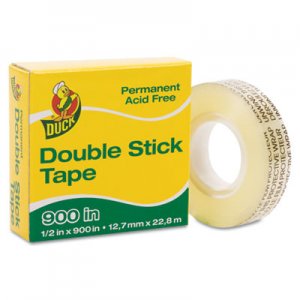 Duck 1081698 Permanent Double-Stick Tape, 1/2" x 900", 1" Core, Clear DUC1081698