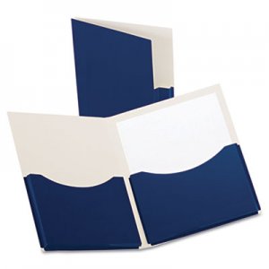 Oxford 54443 Double Stuff Gusseted 2-Pocket Laminated Paper Folder, 200-Sheet Capacity, Navy OXF54443
