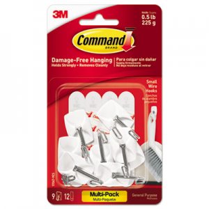 Command MMM170679ES General Purpose Hooks, Small, Holds 1lb, White, 9 Hooks & 12 Strips/Pack