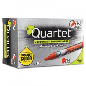 Quartet QRT50014M EnduraGlide Dry Erase Marker, Broad Chisel Tip, Red, Dozen