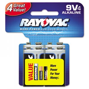 Rayovac RAYA16044TK High Energy Premium Alkaline Battery, 9V, 4/Pack