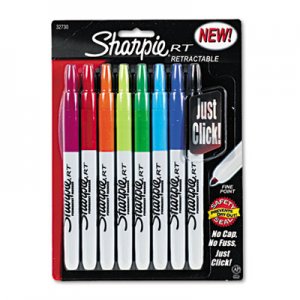 Sharpie 32730PP Retractable Permanent Markers, Fine Point, Assorted, 8/Set SAN32730PP