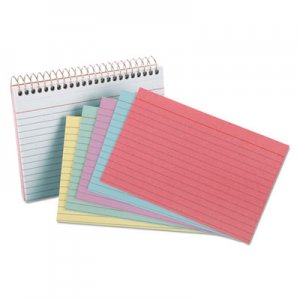 Oxford 40286 Spiral Index Cards, 4 x 6, 50 Cards, Assorted Colors OXF40286