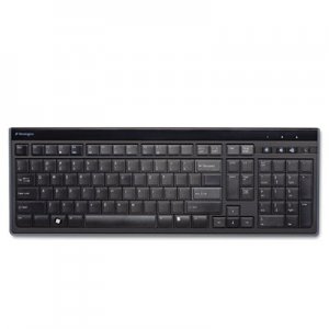 Kensington 72357 Slim Type Standard Keyboard, 104 Keys, Black/Silver KMW72357