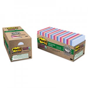 Post-it Notes Super Sticky MMM65424NHCP Recycled Notes in Bali Colors, 3 x 3, 70/Pad, 24 Pads/Pack 654