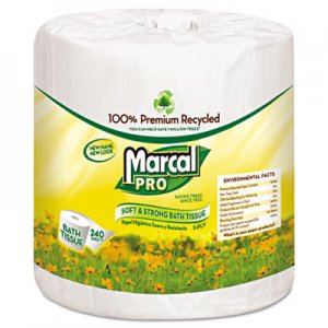 Marcal MRC3001 100% Recycled Bathroom Tissue, White, 240 Sheets/Roll, 48 Rolls/Carton