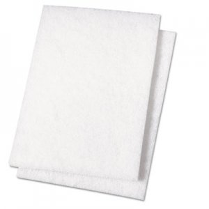 Boardwalk BWK198 Light Duty Scour Pad, White, 6 x 9, 20/Carton