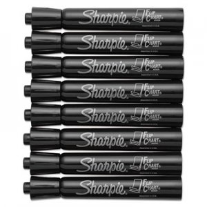 Sharpie SAN1760445 Flip ChartMarker, Broad Bullet Tip, Black, 8/Pack