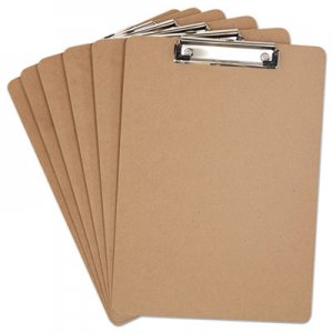 Universal UNV05562 Hardboard Clipboard, 1/2" Capacity, Holds 8 1/2w x 12h, Brown, 6/Pack