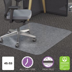 deflecto CM11242PC Clear Polycarbonate All Day Use Chair Mat for All Pile Carpet, 45 x 53 DEFCM11242PC
