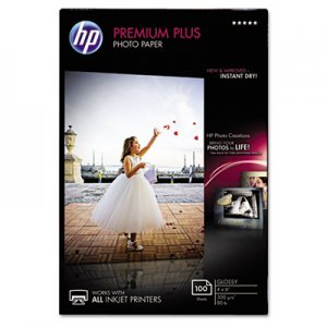 HP CR668A Premium Plus Photo Paper, 80 lbs., Glossy, 4 x 6, 100 Sheets/Pack HEWCR668A