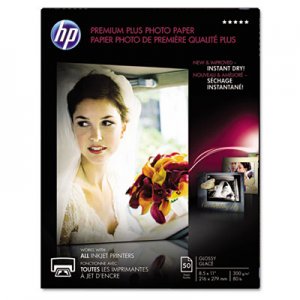 HP CR664A Premium Plus Photo Paper, 80 lbs., Glossy, 8-1/2 x 11, 50 Sheets/Pack HEWCR664A