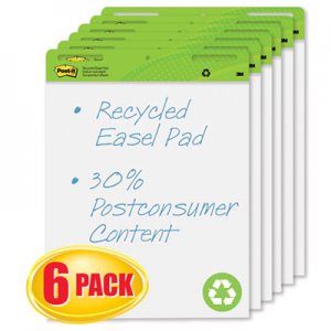 Post-it Easel Pads 559RPVAD6 Self Stick Easel Pads, 25 x 30, White, Recycled, 6 30 Sheet Pads/Carton MMM559RPVAD6