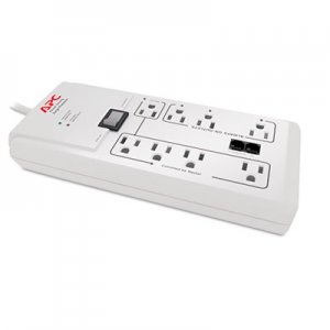 APC P8GT Home/Office SurgeArrest Protector, 8 Outlets, 6 ft Cord, 2030 Joules, White APWP8GT