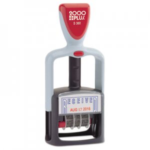 COSCO 2000PLUS 011034 Two-Color Word Dater, 1 3/4 x 1, "Received", Self-Inking, Blue/Red COS011034