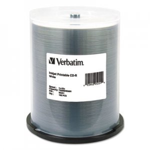 Verbatim VER95251 CD-R, 700MB, 52X, White Inkjet Printable, 100/PK Spindle